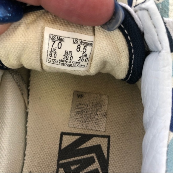 VANS Old Skool Blue Checkered Sneakers Unisex Mens 7, Womens 8.5 - Picture 3 of 13